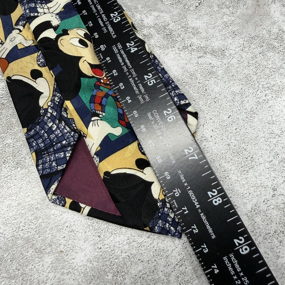 Mickey Unlimited 100% Silk Tie Mens One Size Yellow Mickey Geometric Necktie